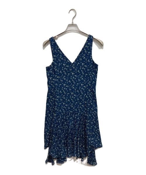 POLO RALPH LAUREN（ポロ・ラルフローレン）POLO RALPH LAUREN (ポロ・ラルフローレン) 花柄シルクノースリーブワンピース ネイビー サイズ:9の古着・服飾アイテム