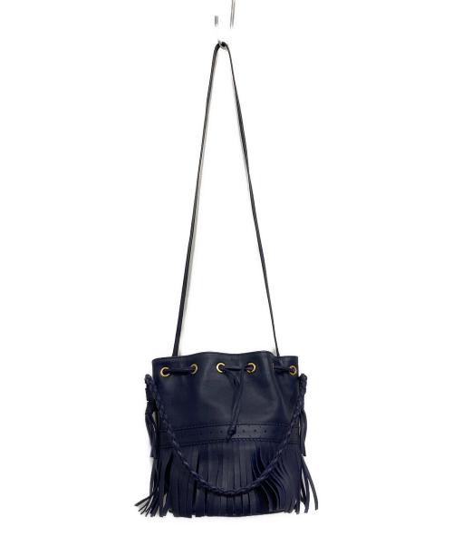 J&M DAVIDSON（ジェイ＆エム デヴィッドソン）J&M DAVIDSON (ジェイ＆エム デヴィッドソン) 巾着型フリンジ2WAYバッグ ブルーの古着・服飾アイテム