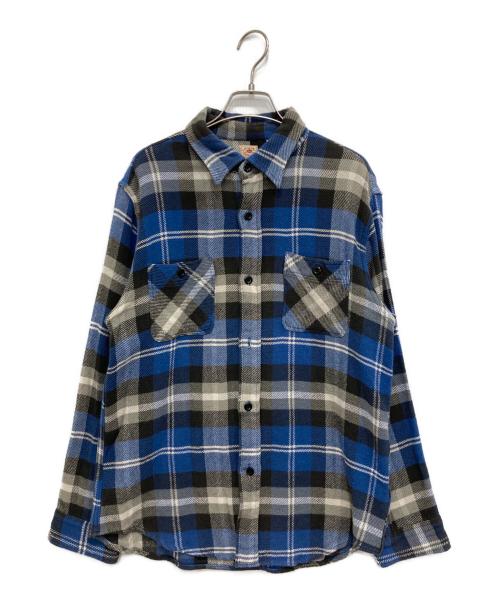 SUGAR CANE（シュガーケーン）SUGAR CANE (シュガーケーン) コットンチェックネルシャツ ブルー サイズ:Lの古着・服飾アイテム