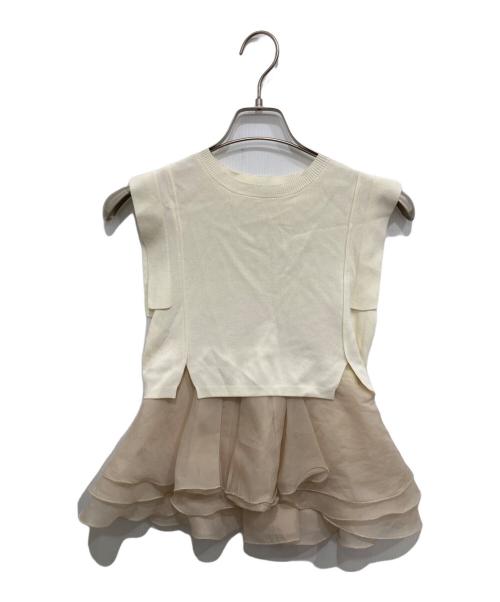 COCODEAL（ココディール）COCODEAL (ココディール) オーガンジーペプラムドッキングニット ベージュ サイズ:2の古着・服飾アイテム