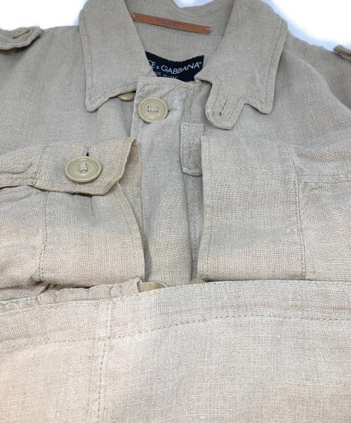 DOLCE & GABBANA（ドルチェ＆ガッバーナ）DOLCE & GABBANA (ドルチェ＆ガッバーナ) 00’sリネンコンバットジャケット ベージュ サイズ:46の古着・服飾アイテム