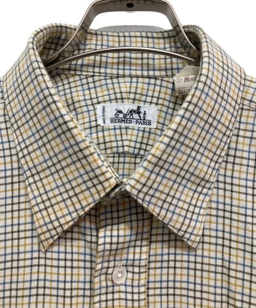 HERMES（エルメス）HERMES (エルメス) セリエボタンチェックシャツ イエロー サイズ:42の古着・服飾アイテム