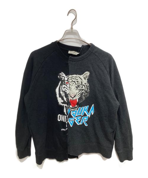 Onitsuka Tiger（オニツカタイガー）Onitsuka Tiger (オニツカタイガー) リメイクドッキングスウェット ブラック×グレー サイズ:Mの古着・服飾アイテム
