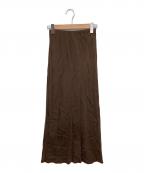 Nobleノーブル）の古着「キュプラサテンナローAラインスカート」｜ブラウン