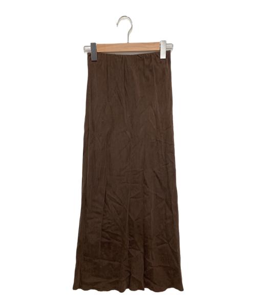 Noble（ノーブル）Noble (ノーブル) キュプラサテンナローAラインスカート ブラウン サイズ:38 (M)の古着・服飾アイテム