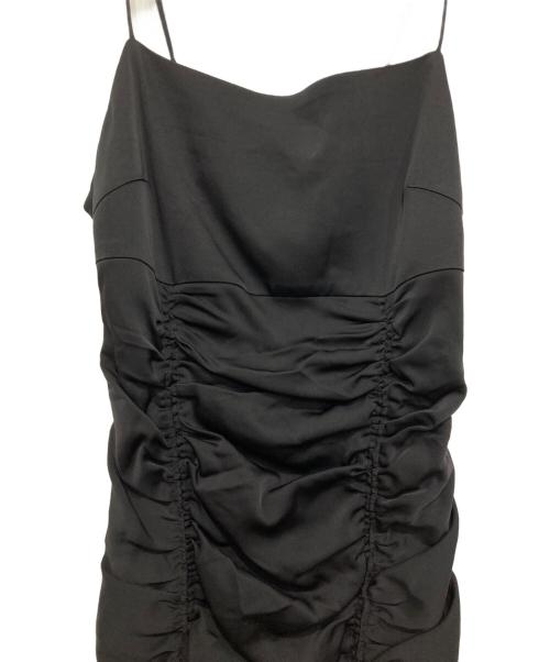 FRAY ID（フレイ アイディー）FRAY ID (フレイ アイディー) ドレープサテンキャミワンピース ブラックの古着・服飾アイテム