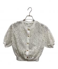 JUSGLITTY（ジャスグリッティー）の古着「ミニブーケカーディガン」｜ホワイト