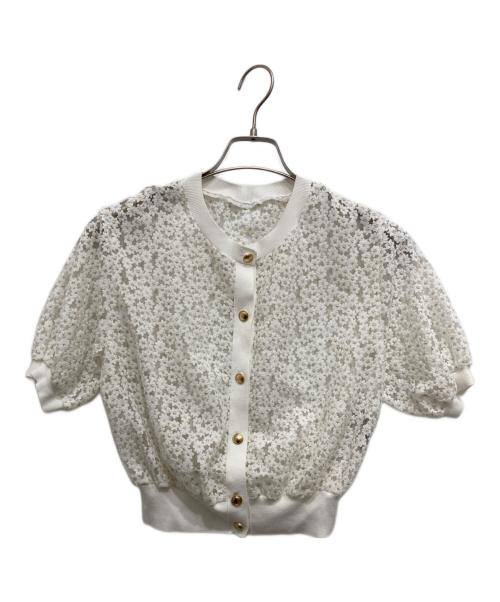 JUSGLITTY（ジャスグリッティー）JUSGLITTY (ジャスグリッティー) ミニブーケカーディガン ホワイト サイズ:2の古着・服飾アイテム