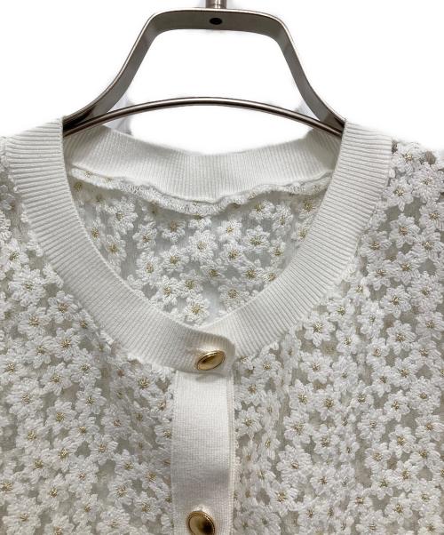 JUSGLITTY（ジャスグリッティー）JUSGLITTY (ジャスグリッティー) ミニブーケカーディガン ホワイト サイズ:2の古着・服飾アイテム