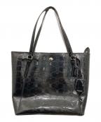 COACHコーチ）の古着「エナメルスグネチャートートバッグ」｜ブラック