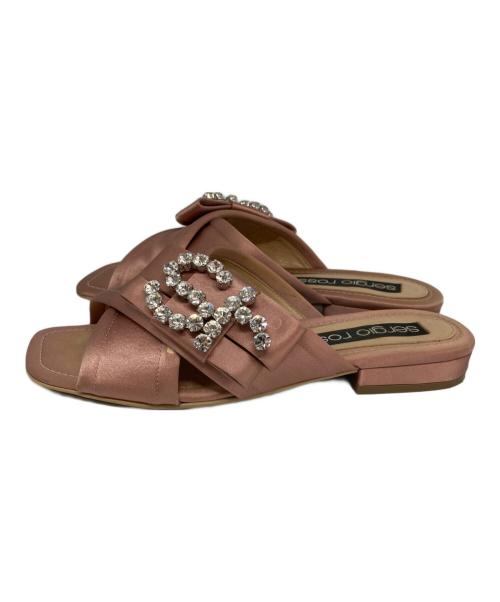 sergio rossi（セルジオロッシ）sergio rossi (セルジオロッシ) ビジューサテンサンダル ピンク サイズ:36の古着・服飾アイテム