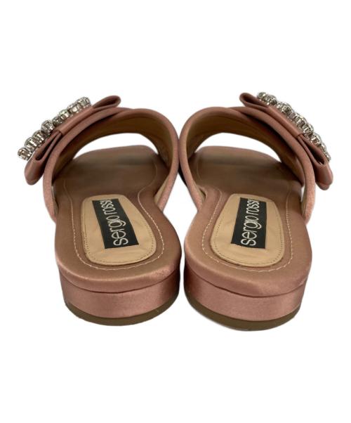 sergio rossi（セルジオロッシ）sergio rossi (セルジオロッシ) ビジューサテンサンダル ピンク サイズ:36の古着・服飾アイテム