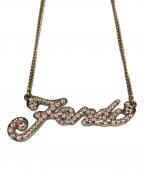 FENDIフェンディ）の古着「ラインストーンロゴネックレス」｜ゴールド