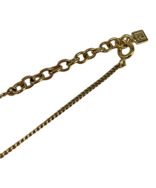 FENDI（フェンディ）FENDI (フェンディ) ラインストーンロゴネックレス ゴールドの古着・服飾アイテム