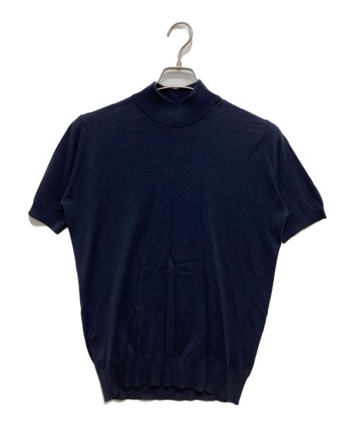 JOHN SMEDLEY（ジョンスメドレー）JOHN SMEDLEY (ジョンスメドレー) モックネック半袖ニット ネイビー サイズ:不明の古着・服飾アイテム