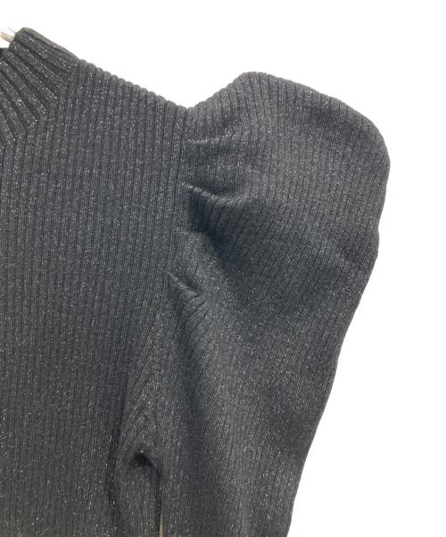 HER LIP TO（ハーリップトゥ）HER LIP TO (ハーリップトゥ) Volume-Sleeve Glitter Knit Top ブラック サイズ:Sの古着・服飾アイテム