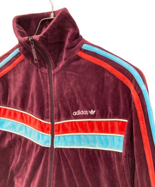 adidas（アディダス）adidas (アディダス) ベロアトラックジャケット ボルドー サイズ:Lの古着・服飾アイテム