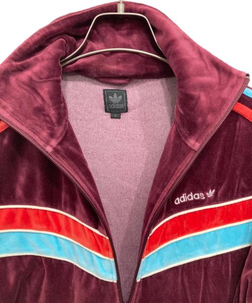 adidas（アディダス）adidas (アディダス) ベロアトラックジャケット ボルドー サイズ:Lの古着・服飾アイテム