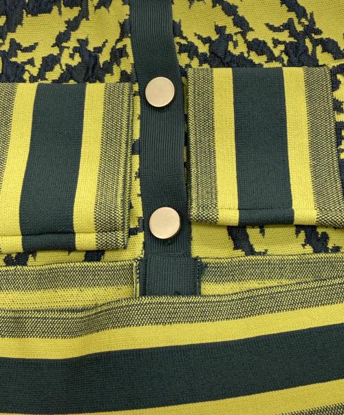 Diagram（ダイアグラム）Diagram (ダイアグラム) 総柄カーディガン イエロー×グリーン サイズ:SIZE36の古着・服飾アイテム