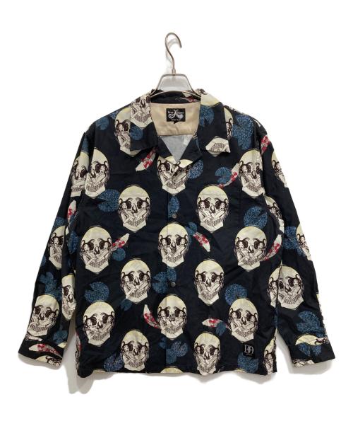 DRESS HIPPY（ドレスヒッピー）DRESS HIPPY (ドレスヒッピー) FACE TWO SKULL L/S SHIRT/総柄シャツ ブラック サイズ:Mの古着・服飾アイテム