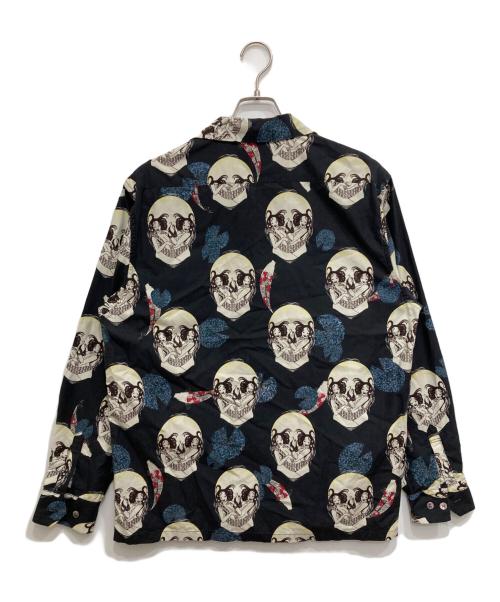 DRESS HIPPY（ドレスヒッピー）DRESS HIPPY (ドレスヒッピー) FACE TWO SKULL L/S SHIRT/総柄シャツ ブラック サイズ:Mの古着・服飾アイテム