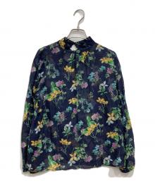 TOMORROW LAND collection（トゥモローランドコレクション）の古着「花柄シルクブラウス」｜ネイビー