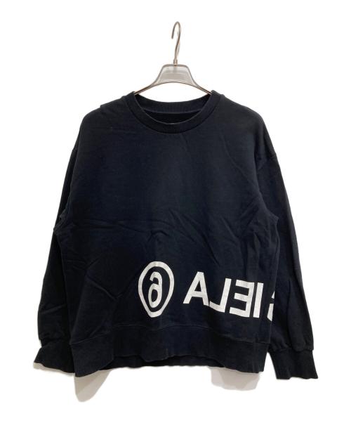 MM6 Maison Margiela（エムエムシックスメゾンマルジェラ）MM6 Maison Margiela (エムエムシックスメゾンマルジェラ) ロゴクルーネックスウェット ブラック サイズ:16の古着・服飾アイテム