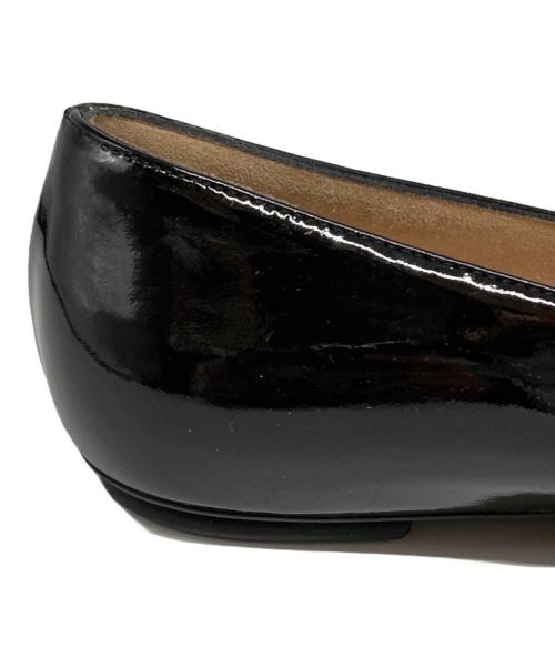My Ferragamo（マイ フェラガモ）MY FERRAGAMO (マイ フェラガモ) オープントゥリボンパンプス ブラック サイズ:71/2の古着・服飾アイテム