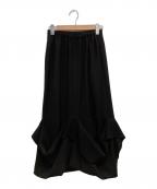 ENFOLDエンフォルド）の古着「TACK DRAPE-HEME SKIRT」｜ブラック