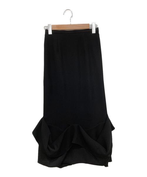 ENFOLD（エンフォルド）ENFOLD (エンフォルド) TACK DRAPE-HEME SKIRT ブラック サイズ:38の古着・服飾アイテム