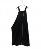 Y'sワイズ）の古着「ウールギャバジンエプロンベルトワンピース」｜ブラック