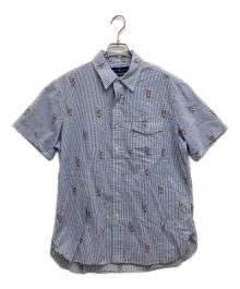 POLO RALPH LAUREN（ポロ・ラルフローレン）の古着「ポロベアー刺繍シアサッカー半袖シャツ」｜ブルー