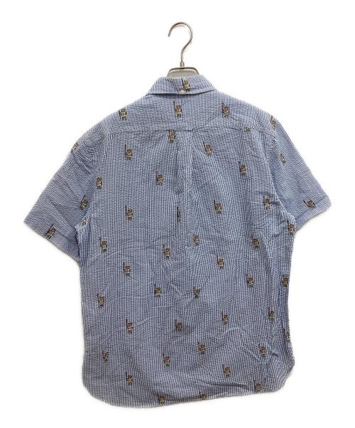 POLO RALPH LAUREN（ポロ・ラルフローレン）POLO RALPH LAUREN (ポロ・ラルフローレン) ポロベアー刺繍シアサッカー半袖シャツ ブルー サイズ:Mの古着・服飾アイテム
