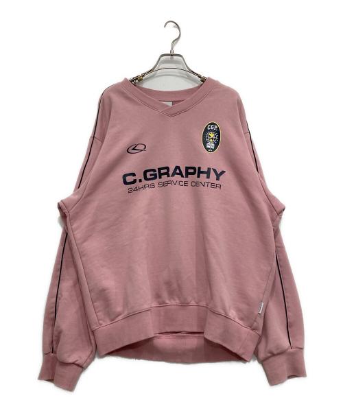 Code graphy（コードグラフィー）Code graphy (コードグラフィー) プリントスウェット ピンク サイズ:Lの古着・服飾アイテム