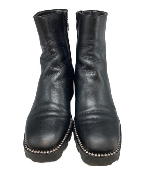 JIMMY CHOO（ジミーチュウ）JIMMY CHOO (ジミーチュウ) MAVA 35/サイドジップクリスタルブーツ ブラック サイズ:36の古着・服飾アイテム