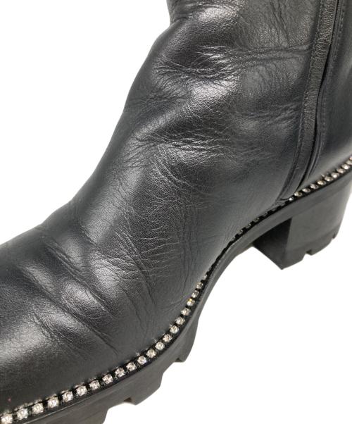 JIMMY CHOO（ジミーチュウ）JIMMY CHOO (ジミーチュウ) MAVA 35/サイドジップクリスタルブーツ ブラック サイズ:36の古着・服飾アイテム