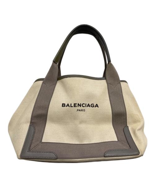 BALENCIAGA（バレンシアガ）BALENCIAGA (バレンシアガ) NAVY CABAS S/キャンバストートバッグ アイボリーの古着・服飾アイテム