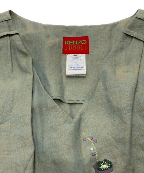 KENZO JUNGLE（ケンゾージャングル）KENZO JUNGLE (ケンゾージャングル) 刺繍ノースリーブリネンワンピース カーキ サイズ:SIZE38の古着・服飾アイテム