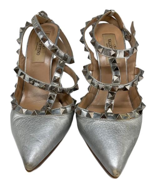 VALENTINO GARAVANI（ヴァレンティノ・ガラヴァーニ）VALENTINO GARAVANI (ヴァレンティノ・ガラヴァーニ) ハイヒールスタッズパンプス グレー サイズ:22.5cmの古着・服飾アイテム