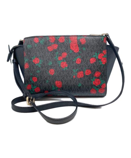 MICHAEL KORS（マイケル・コース）MICHAEL KORS (マイケル・コース) 薔薇柄ショルダーバッグ ブラックの古着・服飾アイテム