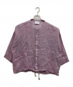 solamonat pocheソラモナ ポッシェ）の古着「ラミーバンドカラーシャツ」｜パープル