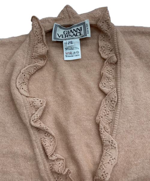 GIANNI VERSACE（ジャンニ・ヴェルサーチ）GIANNI VERSACE (ジャンニ・ヴェルサーチ) アンゴラ混フリルニットカーディガン ベージュ サイズ:SIZE40の古着・服飾アイテム