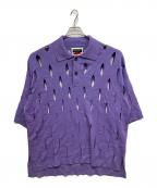MAISON SPECIALメゾンスペシャル）の古着「プライムオーバースラッシュサマーニットポロシャツ」｜パープル