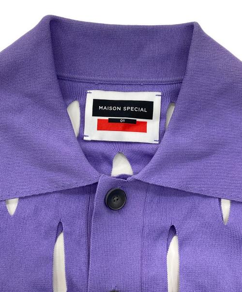 MAISON SPECIAL（メゾンスペシャル）MAISON SPECIAL (メゾンスペシャル) プライムオーバースラッシュサマーニットポロシャツ パープル サイズ:SIZE01の古着・服飾アイテム