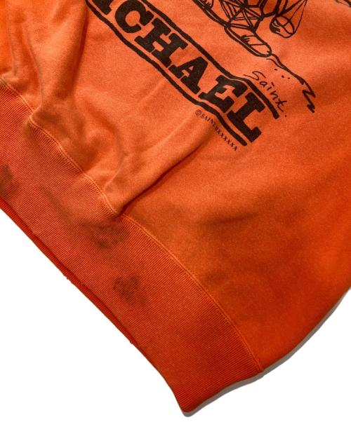 SAINT MICHAEL（セントマイケル）SAINT MICHAEL (セントマイケル) CREW N SWEAT/プリントスウェット オレンジ サイズ:XLの古着・服飾アイテム