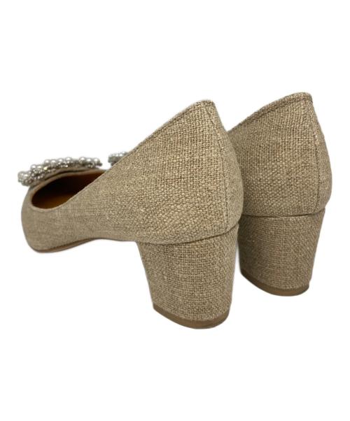 Pippichic（ピッピシック）Pippichic (ピッピシック) パールバックルリネンパンプス ベージュ サイズ:36の古着・服飾アイテム