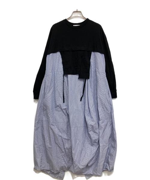 nagonstans（ナゴンスタンス）nagonstans (ナゴンスタンス) CUT COMBI DRESS ブルー サイズ:Sの古着・服飾アイテム