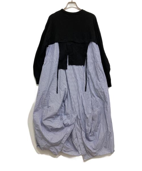 nagonstans（ナゴンスタンス）nagonstans (ナゴンスタンス) CUT COMBI DRESS ブルー サイズ:Sの古着・服飾アイテム