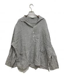 journal standard luxe（ジャーナルスタンダード ラックス）の古着「リネンワッシャー スキッパーシャツ」｜グレー×ホワイト