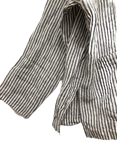 journal standard luxe（ジャーナルスタンダード ラックス）JOURNAL STANDARD LUXE (ジャーナルスタンダード ラックス) リネンワッシャー スキッパーシャツ グレー×ホワイト サイズ:Fの古着・服飾アイテム
